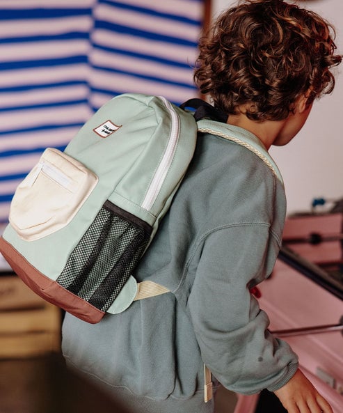 Mochila escolar verde almendra y amarillo pálido talla 2-5 años y +6 años - Imagen 4