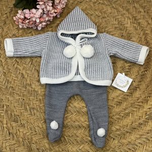 Conjunto Punto Gris Pompon 008
