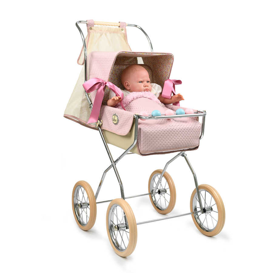 Silla De Paseo Vintage Reborn Rosa Empolvado - Imagen 6