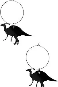 Pendientes con colgantes de dinosaurio pendientes para mujer negros, 5cm, 70 % plástico; 30 % aleación de joyería, No es una piedra preciosa