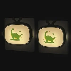 Annmore Luz Infantil Nocturna Enchufe, 2 Piezas Dinosaurio Lámpara Noche para Infantil Habitaciones, Luces Quitamiedos Bebé Pared, Punto LED para Escaleras, Decoración Dormitorio Niña Recien Nacido [Clase de eficiencia energética A]