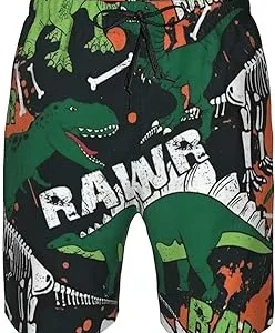 Traje de baño para hombre, pantalones cortos de playa para verano, deportes, traje de baño – T-Rex Chirosaurio Triceratops dinosaurio esqueleto