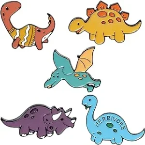 ROFARSO Bonito juego de pines esmaltados con diseño de dinosaurios de dibujos animados y alfileres de solapa para mochilas, insignias, sombreros, bolsas para mujeres, niñas y niños