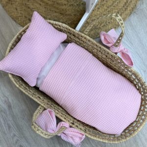 Capazo Lazos De Mimbre Rosa