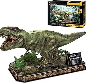 National Geographic – Puzzle 3D Tiranosaurio Rex, Puzzle Dinosaurios Juguetes, Puzzle 3D Niños 8 Años o Más, Dinosaurio Puzzle T Rex, Juegos de Dinosaurios