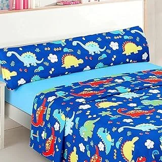 Dalina Textil Juego de Sábanas Infantil para Cama 3 Piezas – 1 Sábanas Bajera Ajustable Cama 90cm con Encimera 165x260cm y 1 Funda de Almohada Larga (Cama de 90x190cm Dinosaurio Azul) - Imagen 2