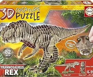 Educa – Puzzle 3D T-Rex Creature Puzzle. Monta tu Propio Dinosaurio en 3D a Partir de 5 6 7 8 años