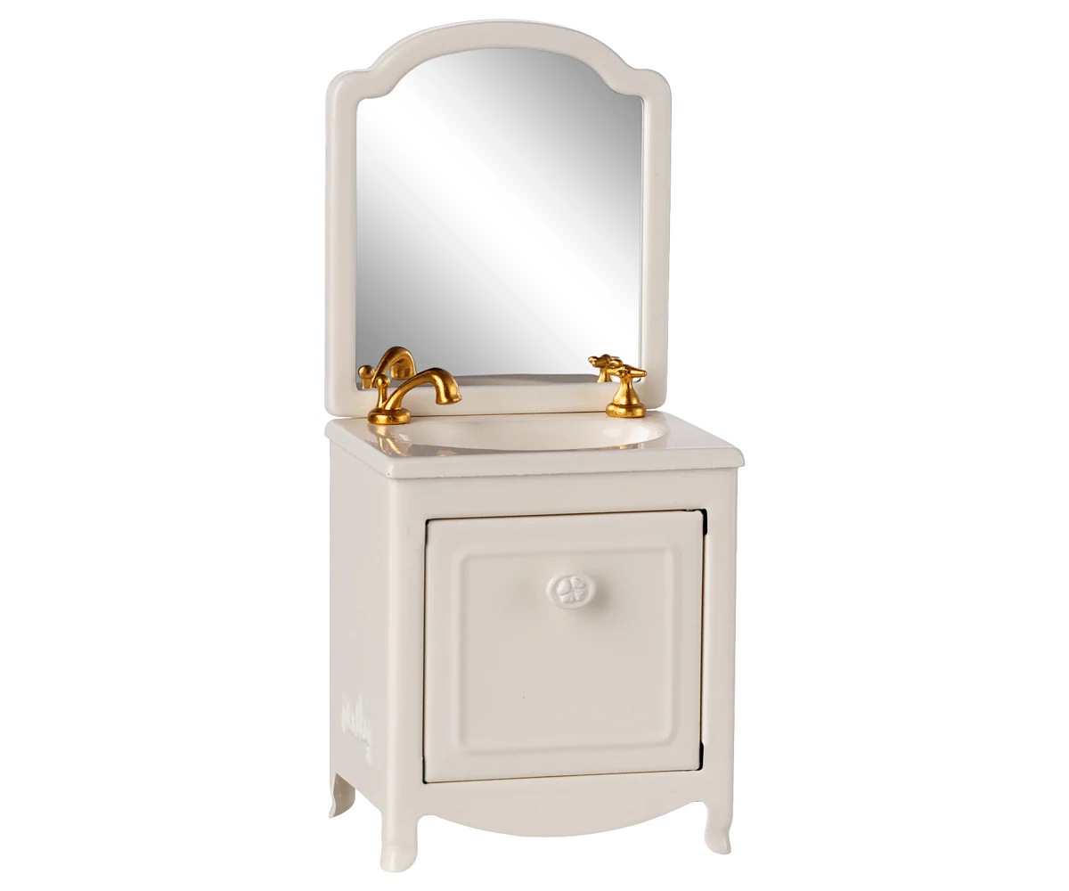 Lavabo con armario ratón Maileg blanco roto - accesorio para casa de ratones