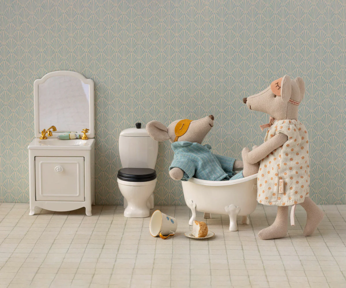 Lavabo con armario ratón Maileg blanco roto - accesorio para casa de ratones - Imagen 4