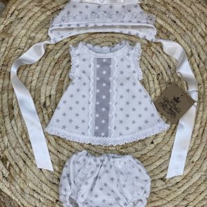 Conjunto Vestido + Braguita + Capota 016 Gris