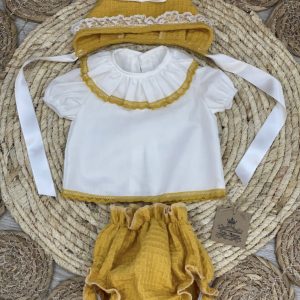 Conjunto 3 pzs Mostaza y Blanco 065