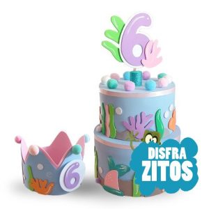 TARTA CUMPLEAÑOS SIRENAS GOMA EVA